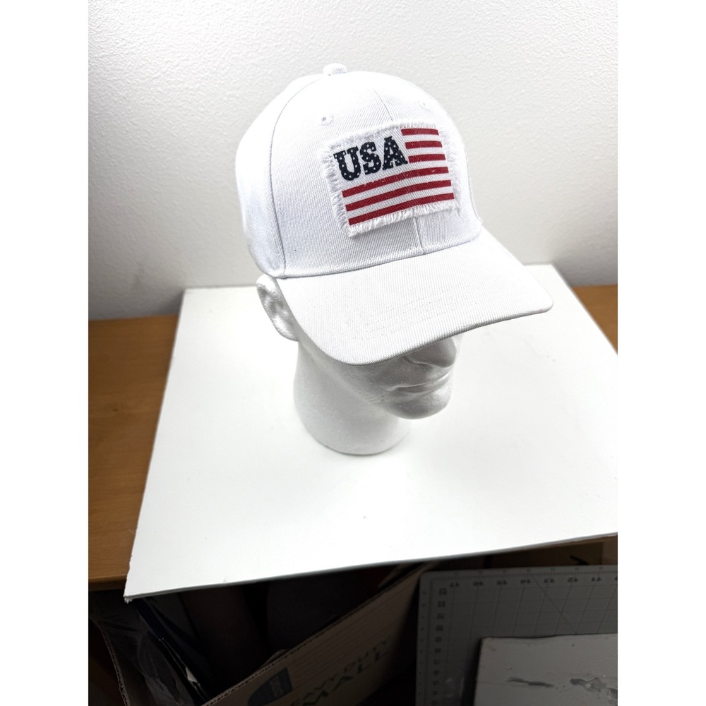 Claire's White USA Flag Patch Baseball Cap Distressed Patriotic Hat Adjustable
